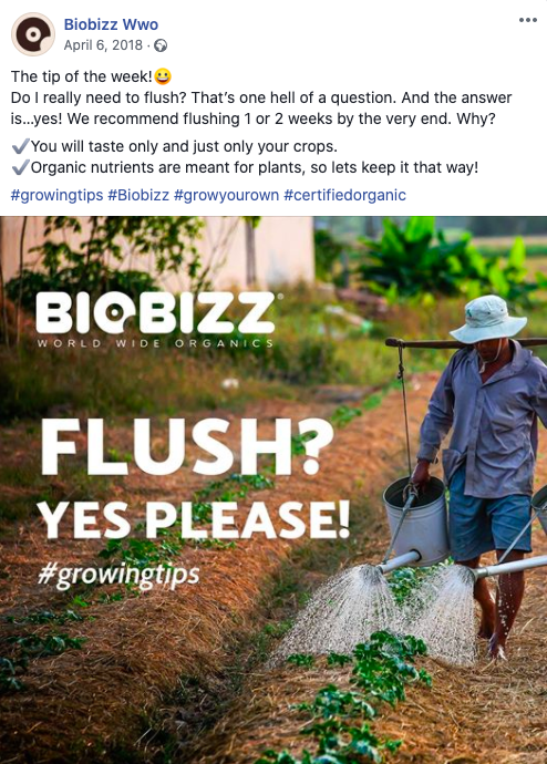 Do you need to flush Biobizz? Yes, please! Facebook post